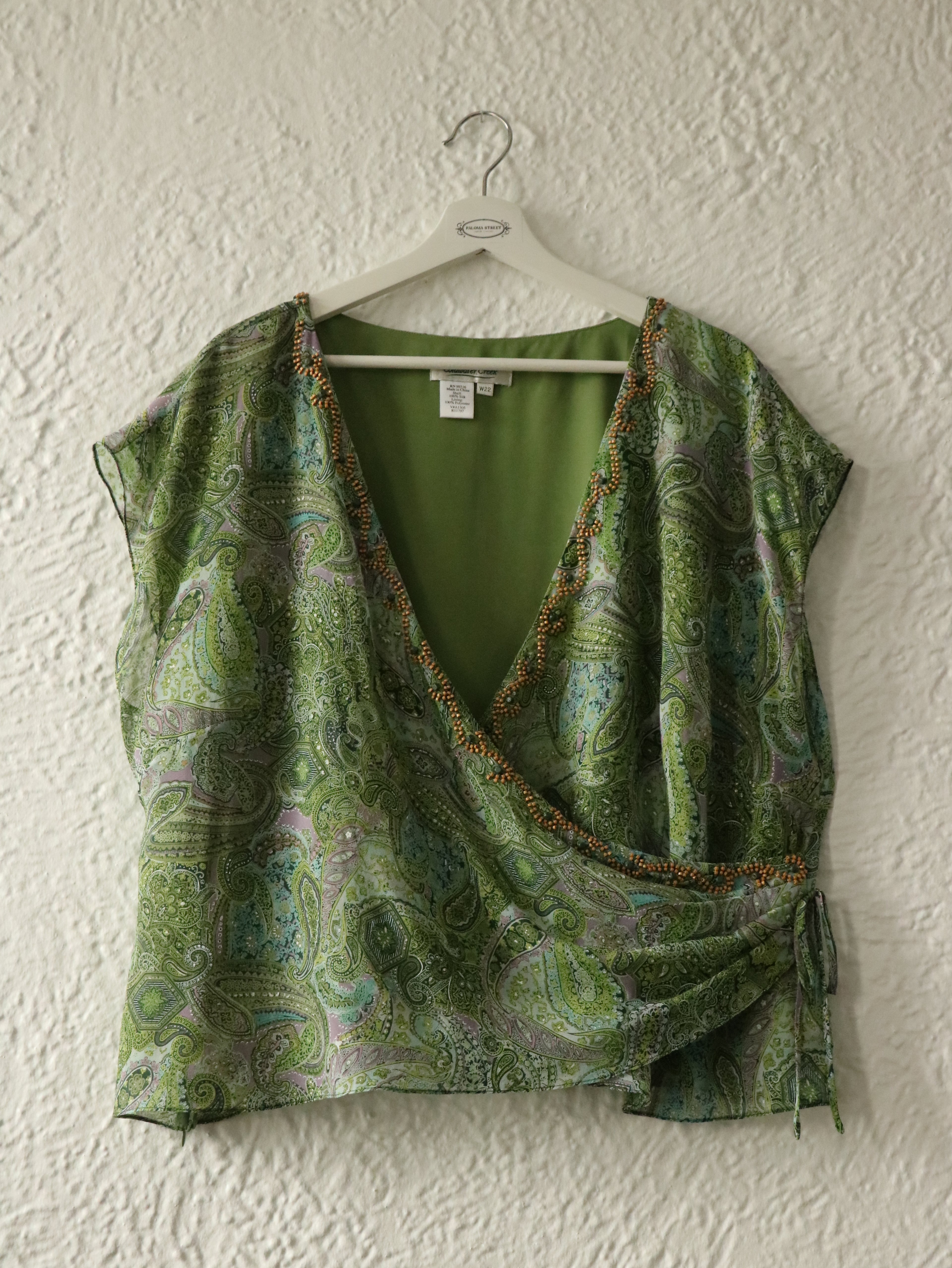 Y2K Paisley Silk Beaded Skirt & Top Set - Size 22W (2X)