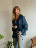 Y2K Metallic Beaded Chiffon Blouse - Size 18WP (XL)