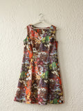 70s Photorealism Floral Handmade Dress - Size Medium