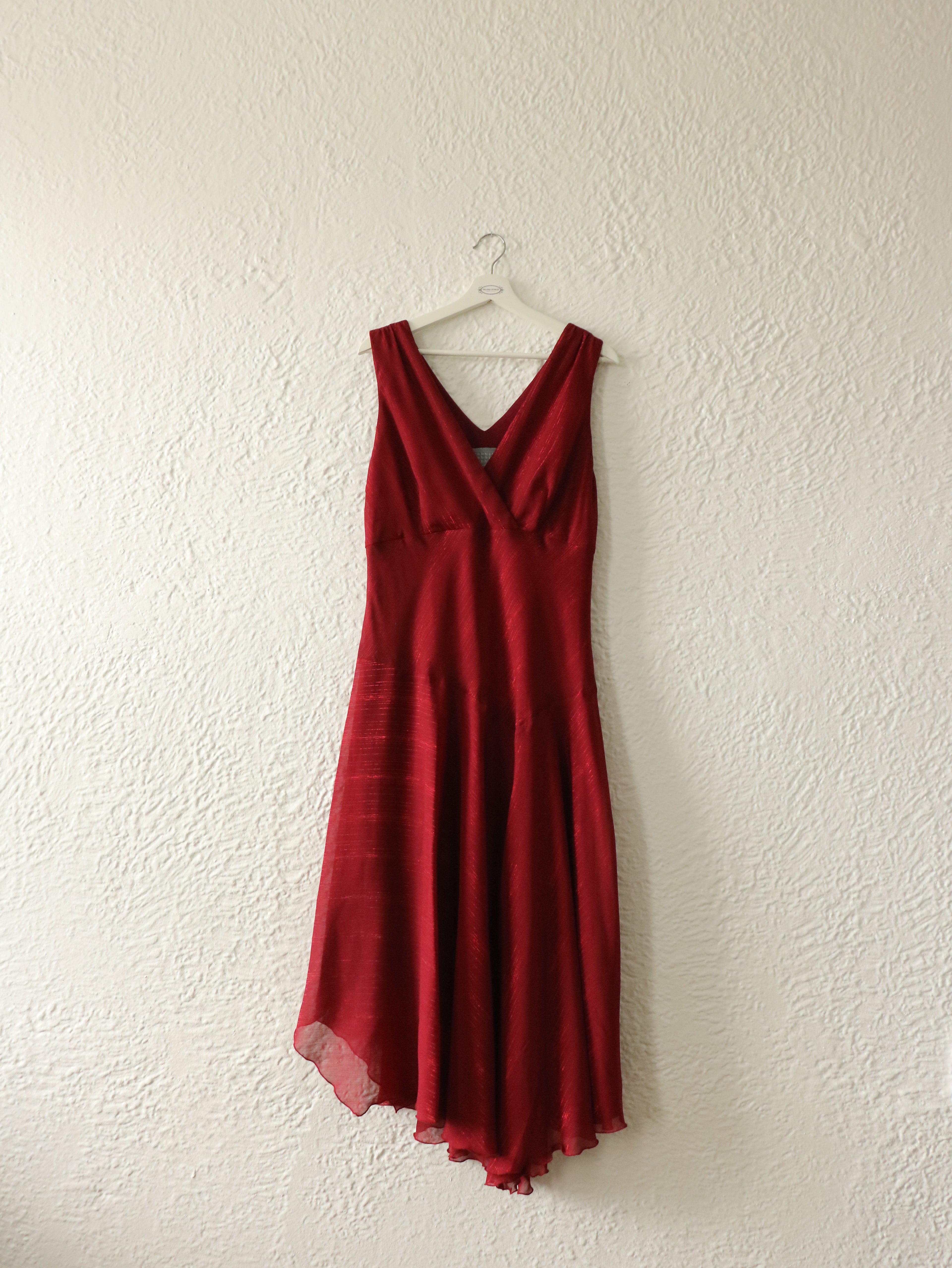 Y2K Metallic Crimson Swing Dress - Size 16 (XL)