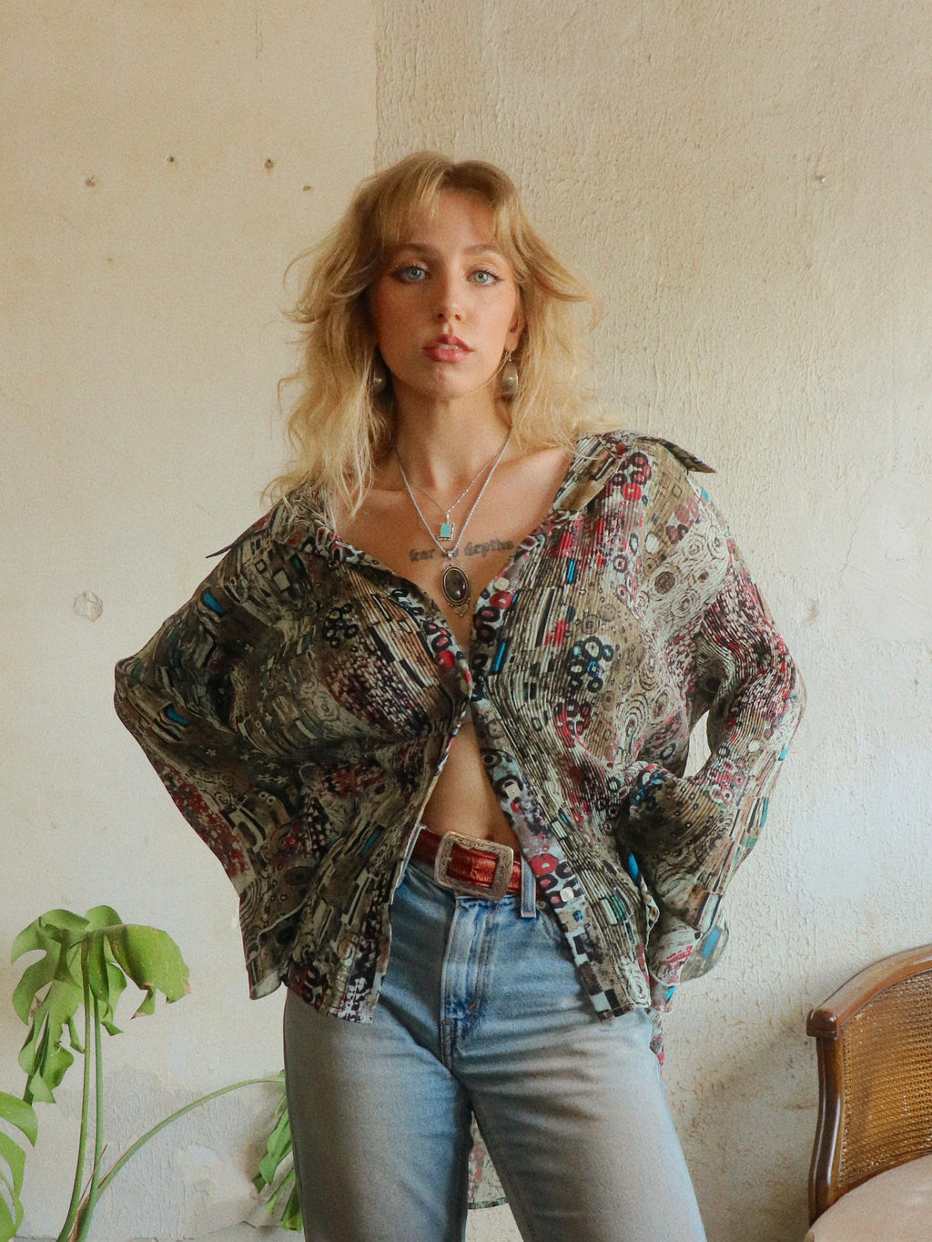 Y2K Art Print Swing Blouse - Size 18/20W (XL/XXL)