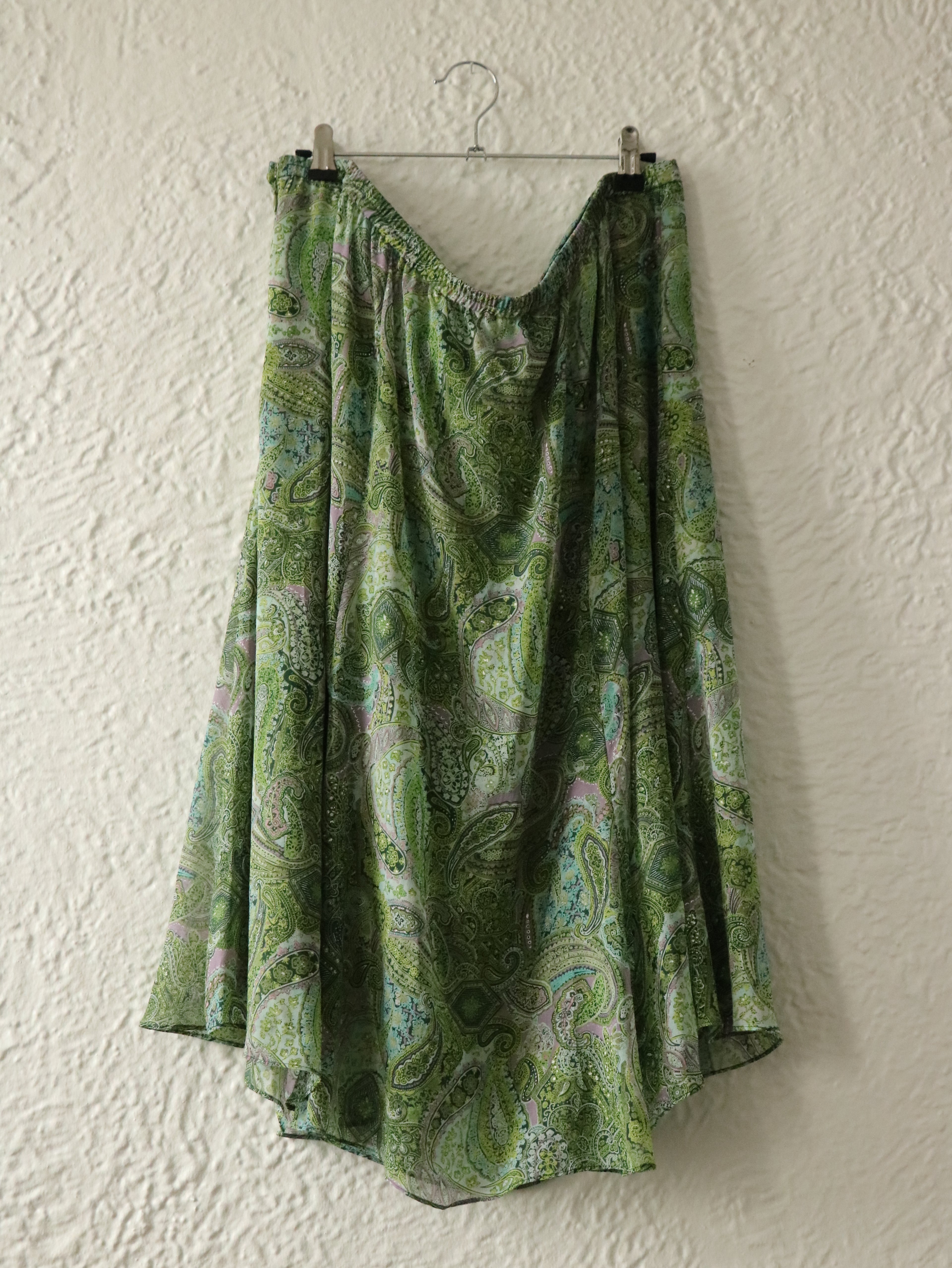 Y2K Paisley Silk Beaded Skirt & Top Set - Size 22W (2X)