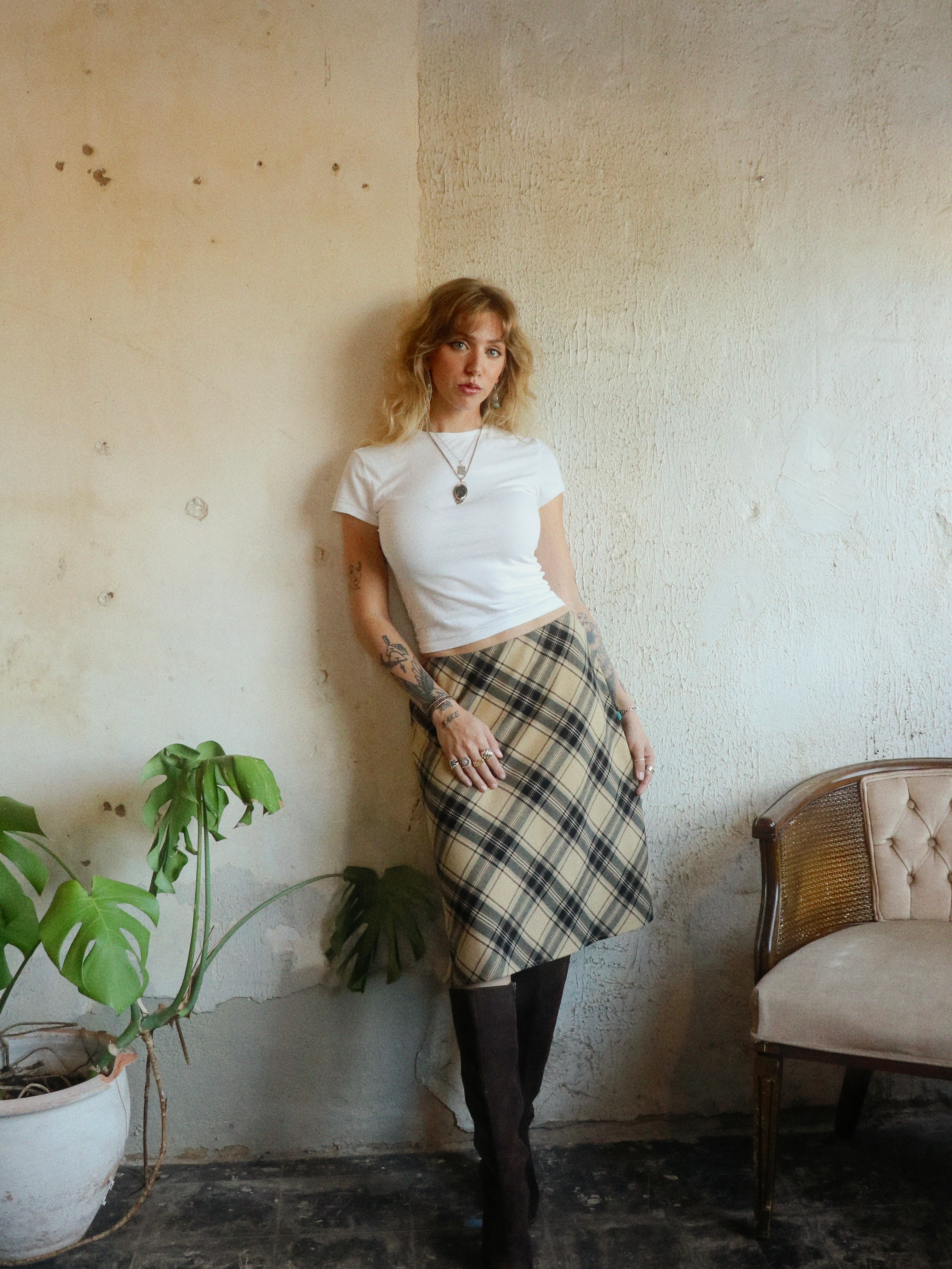 Y2K Perfect Plaid Midi Skirt - Size 4