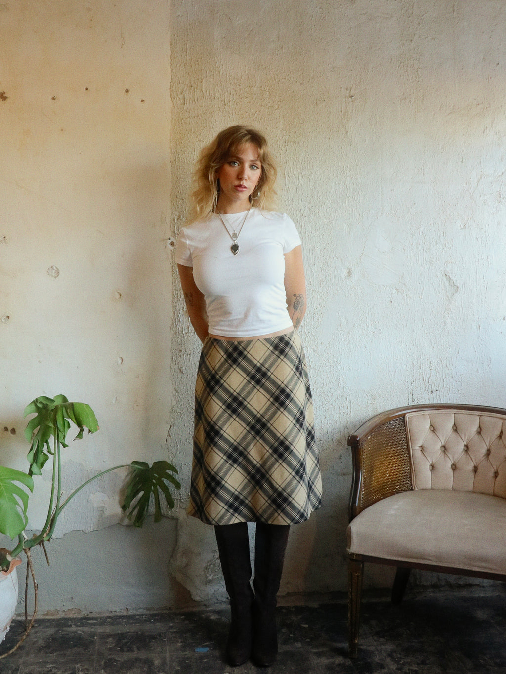 Y2K Perfect Plaid Midi Skirt - Size 4