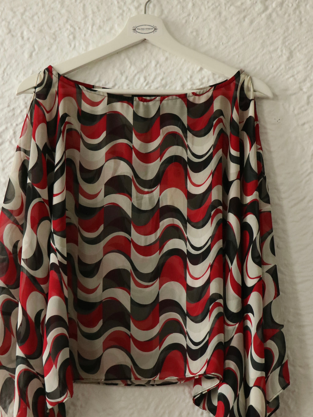 Y2K Cold Shoulder Handkerchief Blouse - Size Large