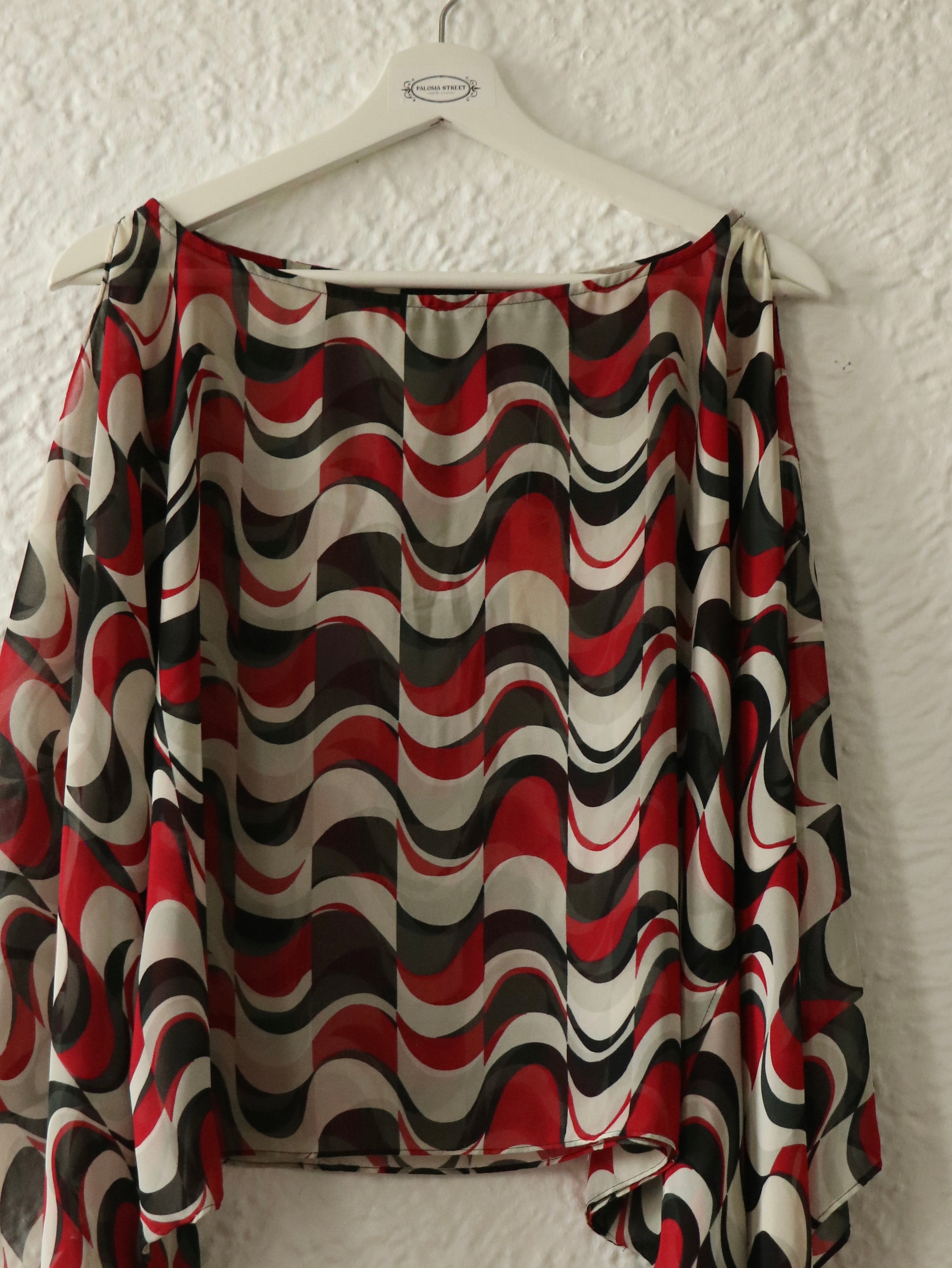 Y2K Cold Shoulder Handkerchief Blouse - Size Large