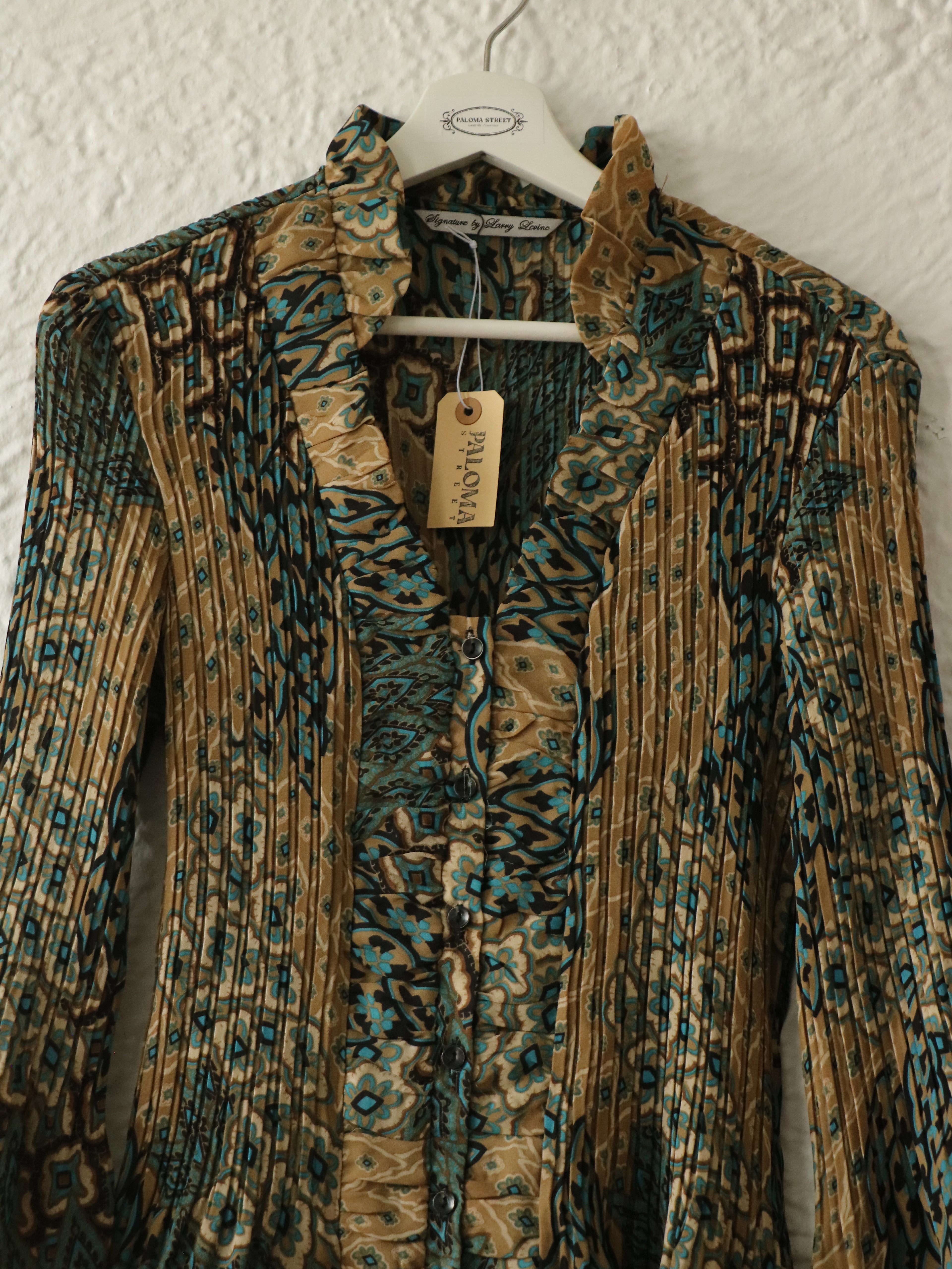 Y2K Ruffle Pleated Blouse - Size Large