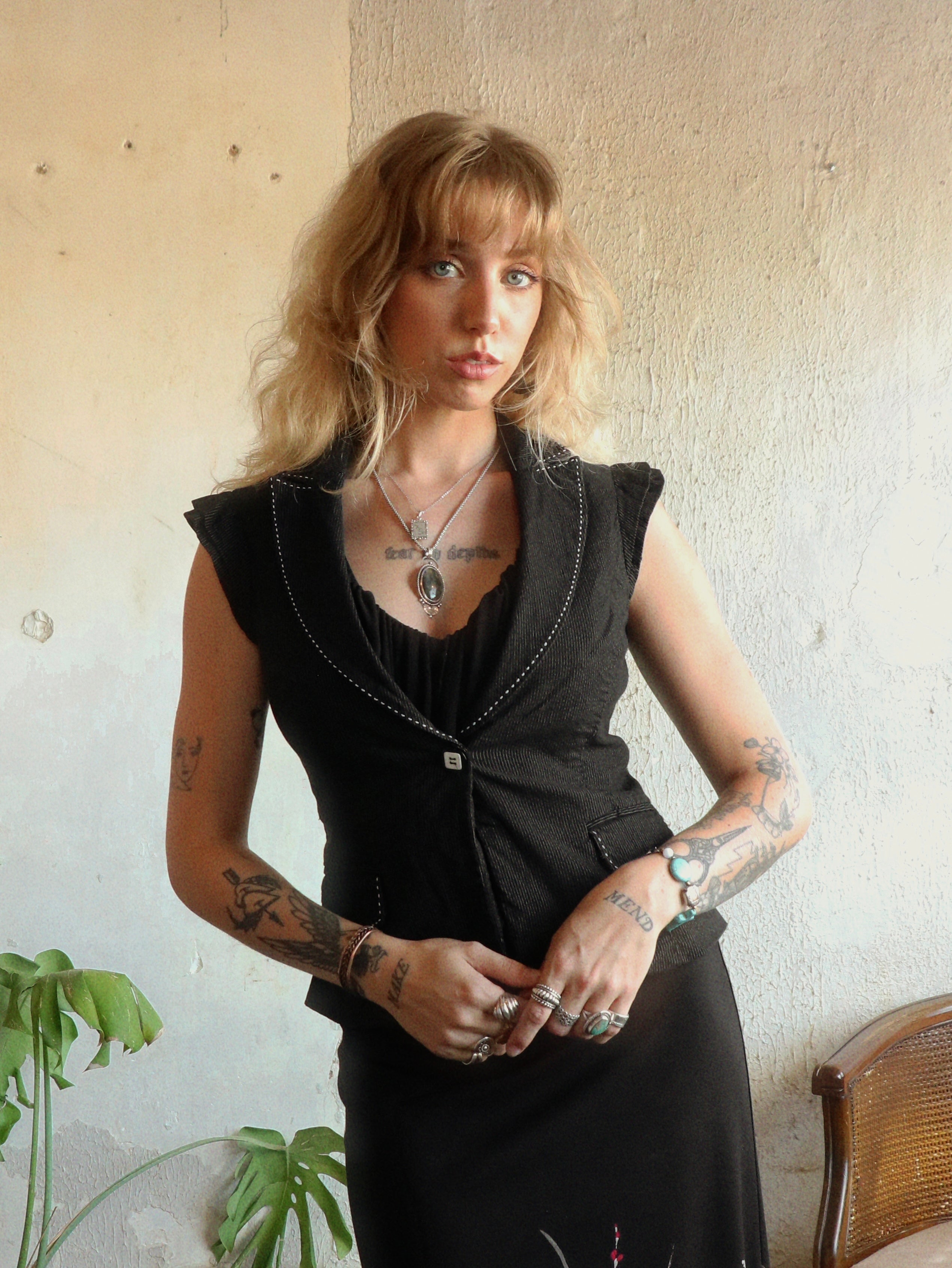 Y2K Siren Pinstripe Vest - Size Small