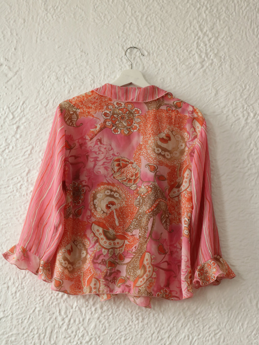 Y2K Pink Paisley Tie Blouse - Size Large